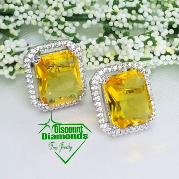 Yellow and Silver Stud Earrings - Picture 2 of 8